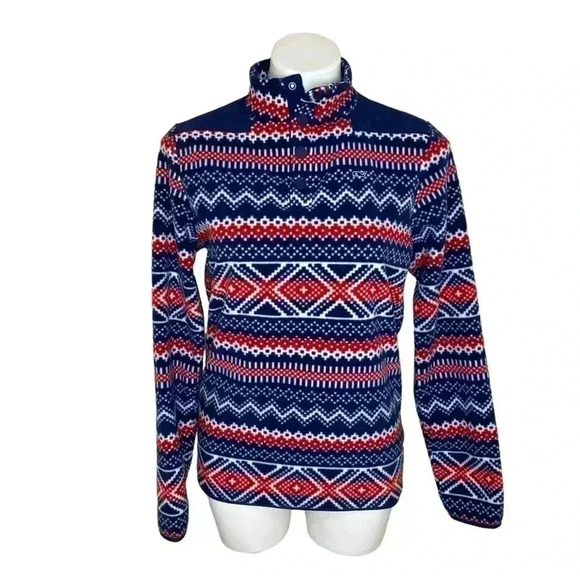 Vineyard Vines fleece pullover fair Isle synchilla woman’s small/girls 18 - Picture 1 of 5